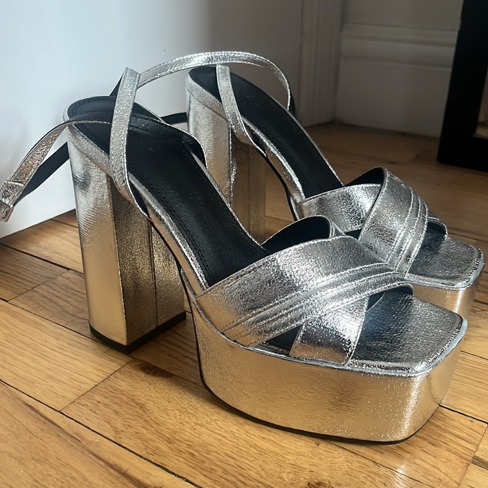 Platform Silver Heels by ASOS Design